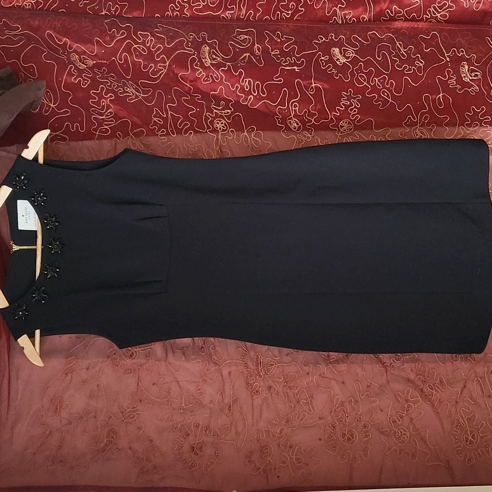 Kate Spade golden zippered black dress size 2